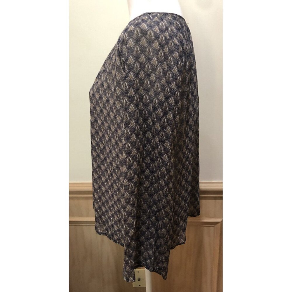 TCEC ~ Long Sleeve Blouse  ~ Size Small ~ Blue ~ Flare Sleeve ~ Shear - Picture 5 of 8